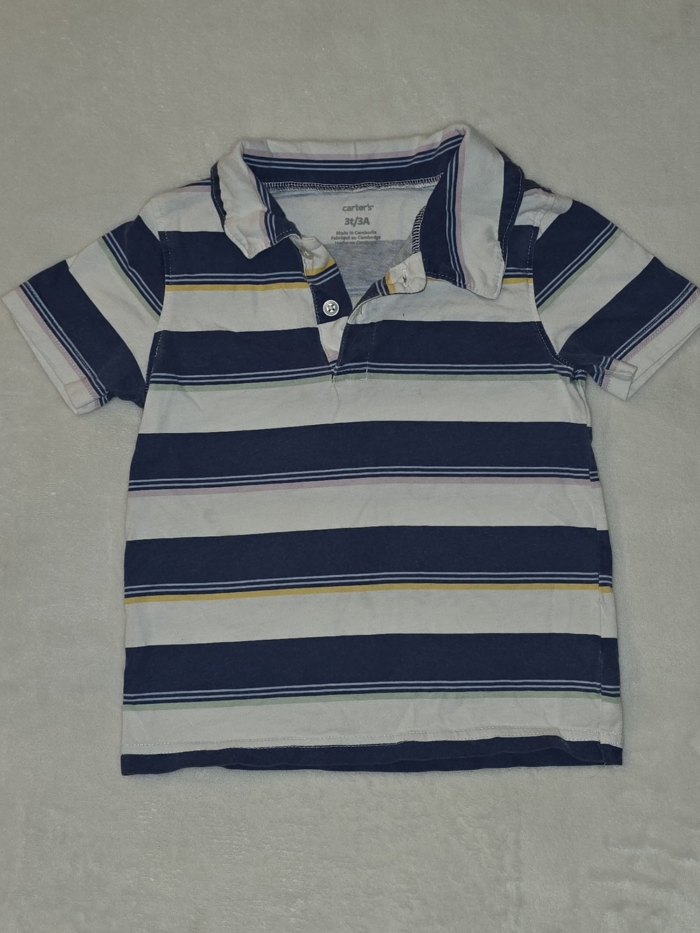 Carter's Navy, White & Yellow Striped Polo Shirt